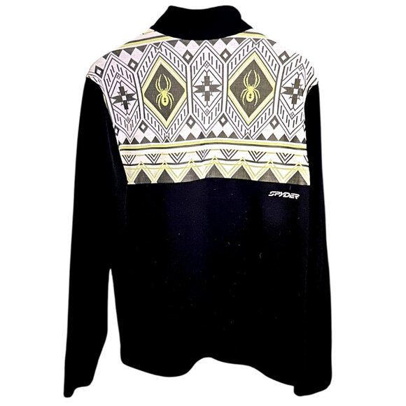 Spyder Men's 1/4 Zip Pull-over RARE Tribal Print High Collar in Black/White - Picture 2 of 5
